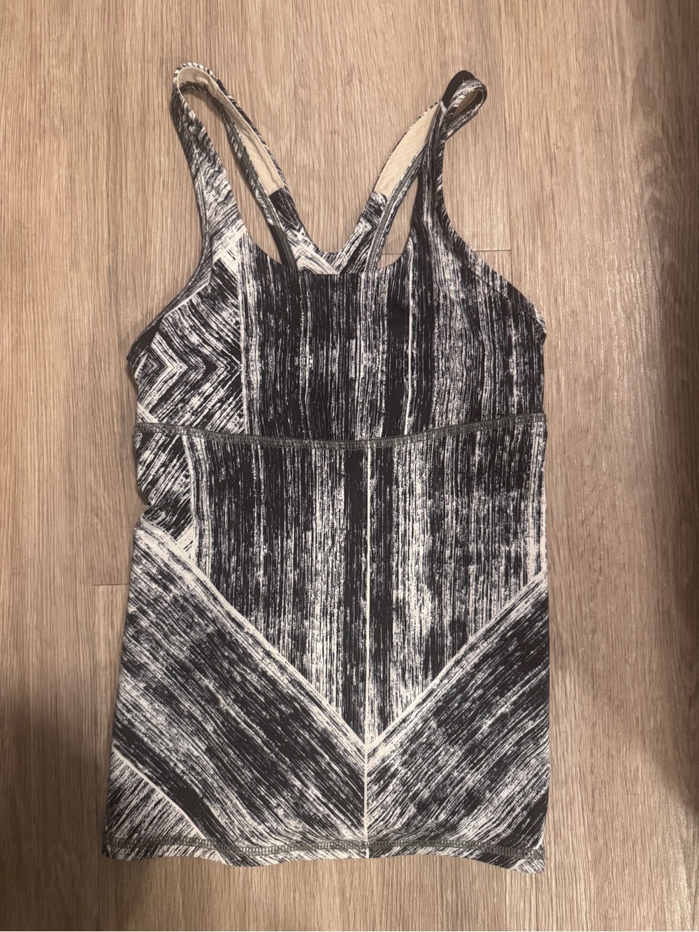 lululemon athletica Black and White Striped Racerback Tank